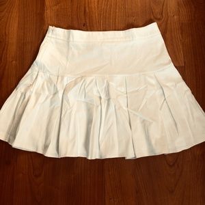 Preppy White/Cream Colored Mini Tennis Skirt With Zipper